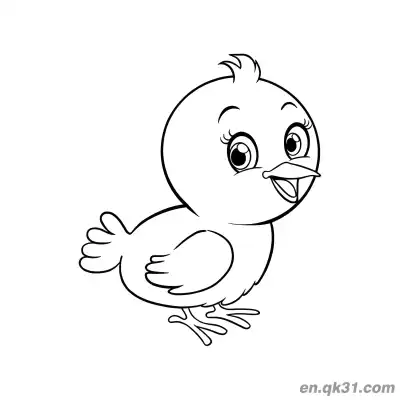 Free printable Cartoon Baby Chick Happily Walking Coloring Page | Fun Farm Animal coloring page