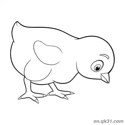 Free printable Cartoon Baby Chick Pecking for Food Coloring Page | Easy Print coloring page