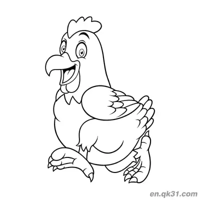 Free printable Cartoon Hen Grinning Happily Coloring Page | Funny Chicken coloring page