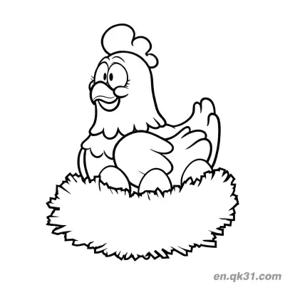 Free printable Cartoon Hen Incubating Eggs Coloring Page | Nesting Chicken coloring page