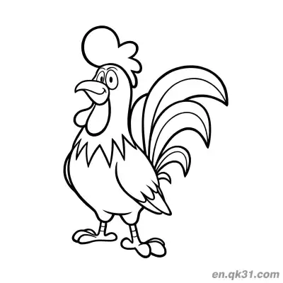 Free printable Cartoon Rooster Standing Proudly Coloring Page | Majestic Farm Bird coloring page