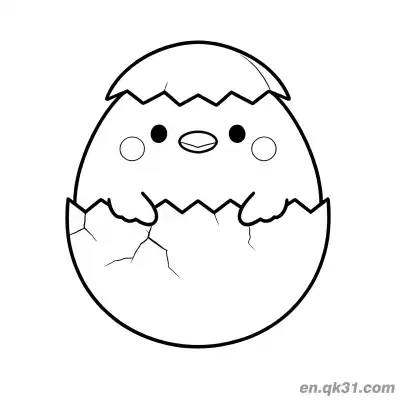 Free printable Cute Baby Chick Inside Cracked Egg Coloring Page | Hatching Chick coloring page