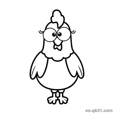 Free printable Cute Hen with Big Eyes Coloring Page | Kawaii Farm Animal coloring page
