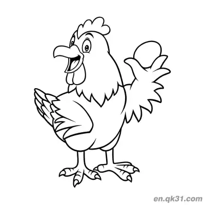 Free printable Funny Cartoon Hen Holding an Egg Coloring Page | Silly Chicken coloring page