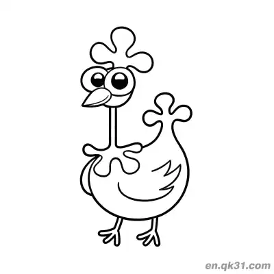 Free printable Funny Long-Necked Cartoon Chicken Coloring Page | Silly Bird coloring page