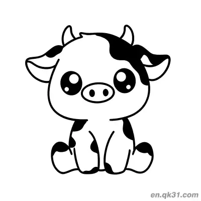 Free printable Cute Big Eyes Sitting Cow Coloring Page coloring page