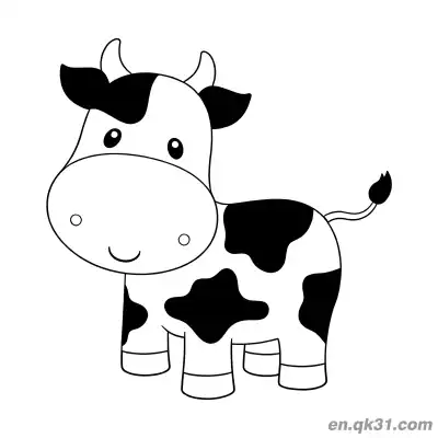 Free printable Black and White Spotted Standing Cow Coloring Page coloring page