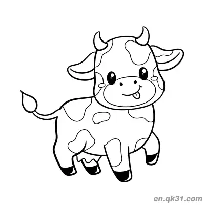 Free printable Cute Cow Sticking Out Tongue Coloring Page coloring page