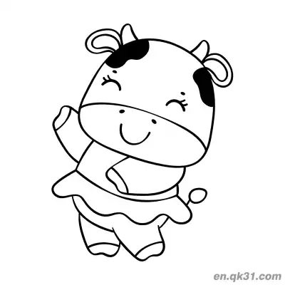Free printable Dancing Cow in Dress Coloring Page coloring page