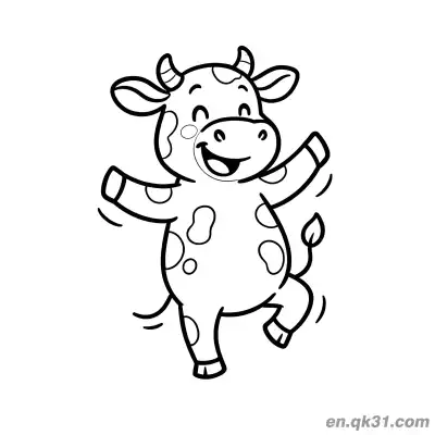 Free printable Happy Dancing Cow Coloring Page coloring page