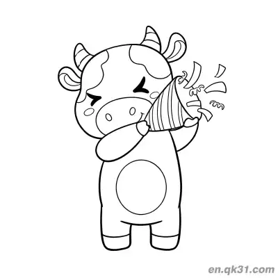 Free printable Party Cow Blowing Party Horn Coloring Page coloring page