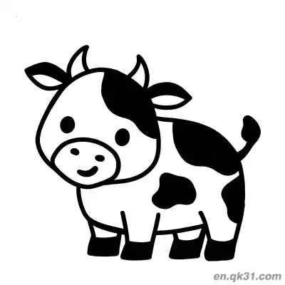 Free printable Simple Black and White Cow Coloring Page coloring page