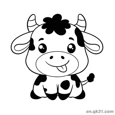 Free printable Sitting Cow Sticking Out Tongue Coloring Page coloring page