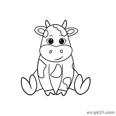 Free printable Sitting Cow with Big Cute Eyes Coloring Page coloring page