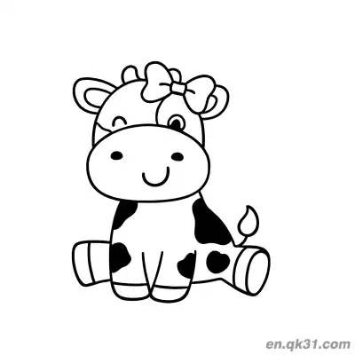 Free printable Sitting Cow with Bow Coloring Page coloring page