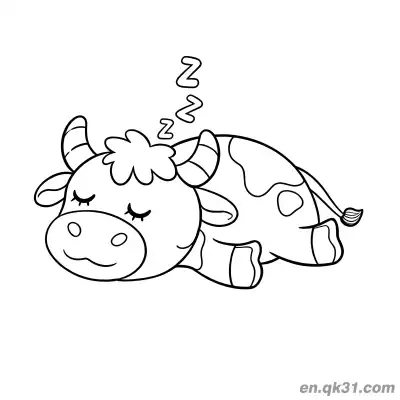 Free printable Sleeping Cow Coloring Page coloring page