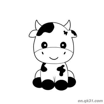 Free printable Smiling Sitting Cow Coloring Page coloring page