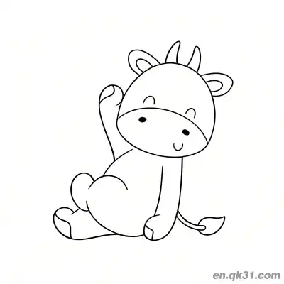 Free printable Waving Sitting Cow Coloring Page coloring page