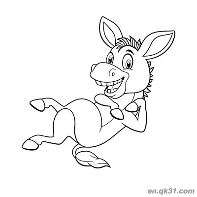Free printable Cartoon Donkey Laughing on Its Back Coloring Page coloring page