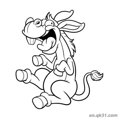 Free printable Cartoon Donkey Laughing with Belly Clutching Coloring Page coloring page