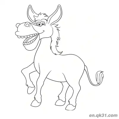 Free printable Cartoon Donkey Laughing with Raised Hoof Coloring Page coloring page