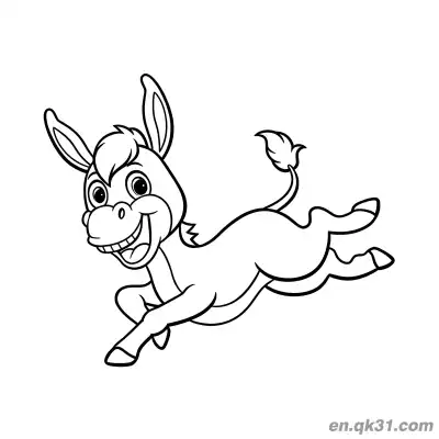 Free printable Cartoon Donkey Running Cheerfully Coloring Page coloring page