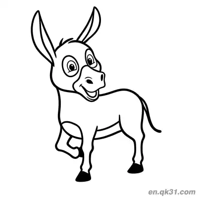 Free printable Cartoon Donkey Walking with a Smile Coloring Page coloring page