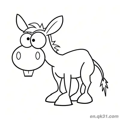 Free printable Cartoon Donkey with Big Eyes and Cute Look Coloring Page coloring page