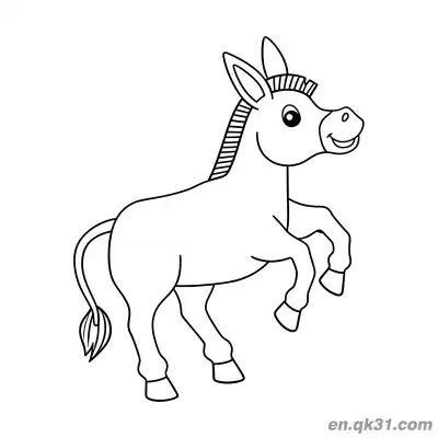 Free printable Cartoon Donkey with Raised Front Hooves Coloring Page coloring page