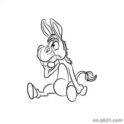 Free printable Cartoon Donkey Worried with Chin on Hoof Coloring Page coloring page