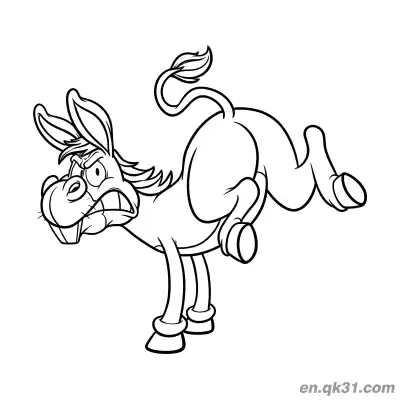 Free printable Cartoon Donkey Kicking in Anger Coloring Page coloring page