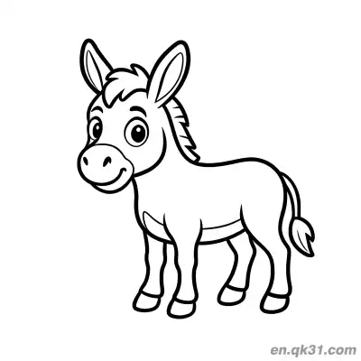 Free printable Cute Cartoon Donkey Standing Still Coloring Page coloring page