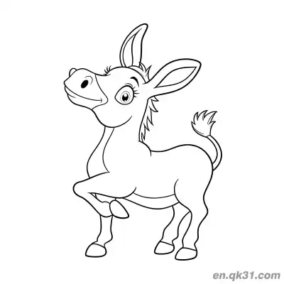 Free printable Cute Cartoon Donkey with Raised Hoof and Smile Coloring Page coloring page