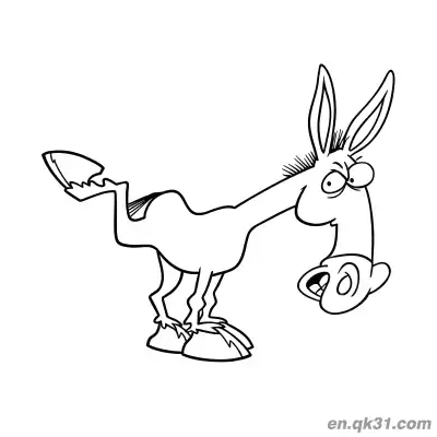Free printable Funny Cartoon Donkey with Raised Leg Coloring Page coloring page