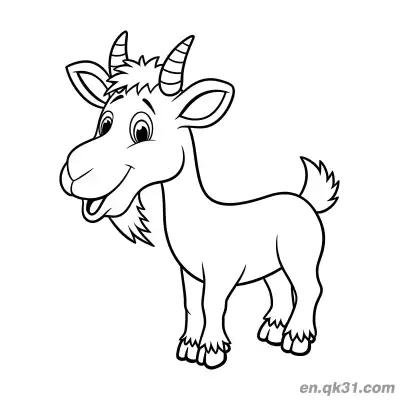 Free printable Smiling Cartoon Goat Coloring Page coloring page