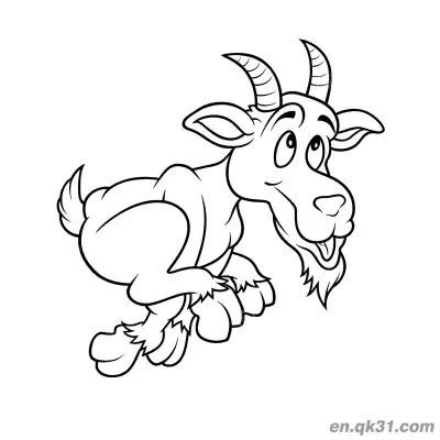 Free printable Jumping Cartoon Goat Coloring Page coloring page