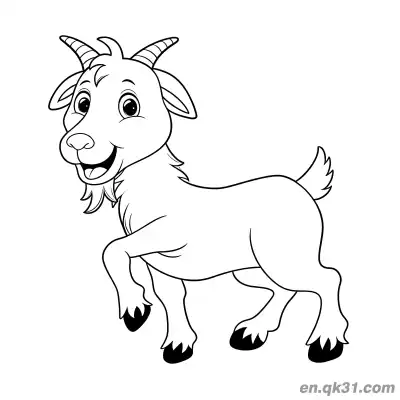 Free printable Laughing Cartoon Goat with Raised Hoof Coloring Page coloring page