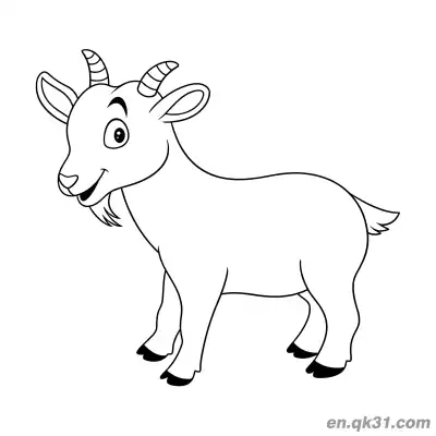 Free printable Smiling Standing Cartoon Goat Coloring Page coloring page