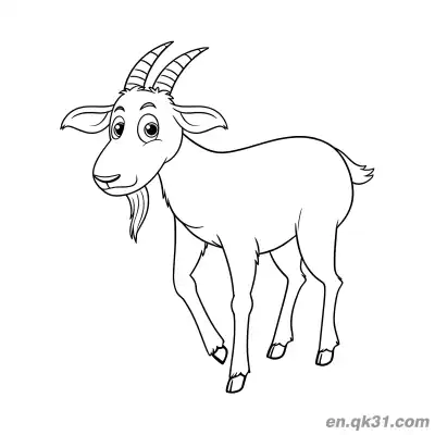 Free printable Walking Forward Cartoon Goat Coloring Page coloring page
