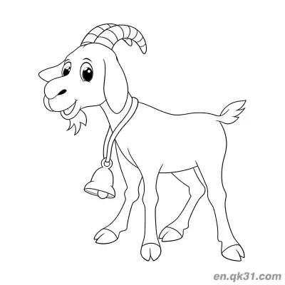 Free printable Cartoon Goat with a Bell Coloring Page coloring page