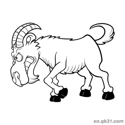 Free printable Angry Cartoon Goat Coloring Page coloring page