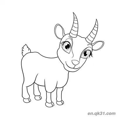 Free printable Cute Baby Goat with Big Eyes Coloring Page coloring page