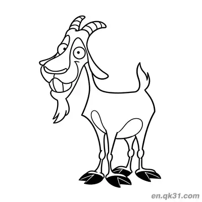 Free printable Funny Cartoon Goat with Exposed Teeth Coloring Page coloring page