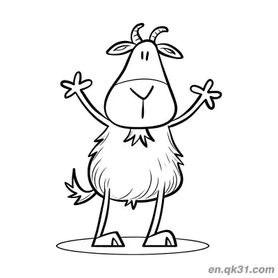 Free printable Funny Goat Cheering with Raised Hands Coloring Page coloring page
