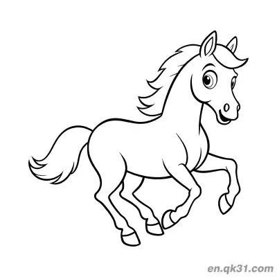 Free printable Cheerful Cartoon Pony Running Coloring Page coloring page