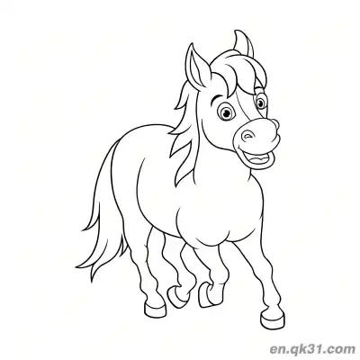 Free printable Happy Cartoon Pony Walking Coloring Page coloring page