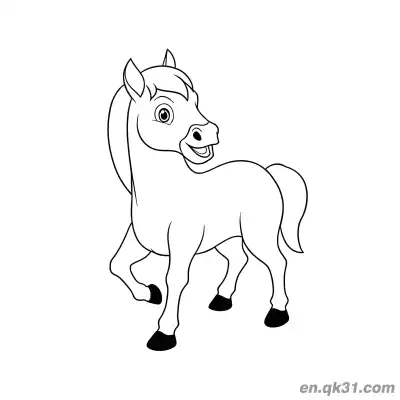 Free printable Cartoon Pony Walking with a Grin Coloring Page coloring page
