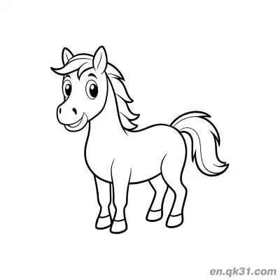 Free printable Cartoon Pony with Big Eyes and Smile Coloring Page coloring page