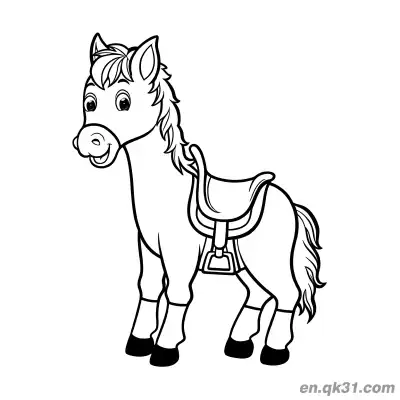 Free printable Cute Pony with a Saddle Coloring Page coloring page