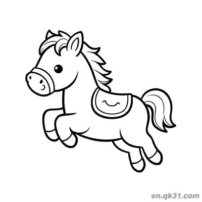 Free printable Cute Pony with Saddle Jumping Coloring Page coloring page
